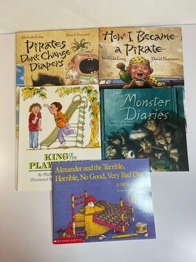 Lot of 5 Fiction Picture Books For Boys Homeschool Elementary Pirates Monsters